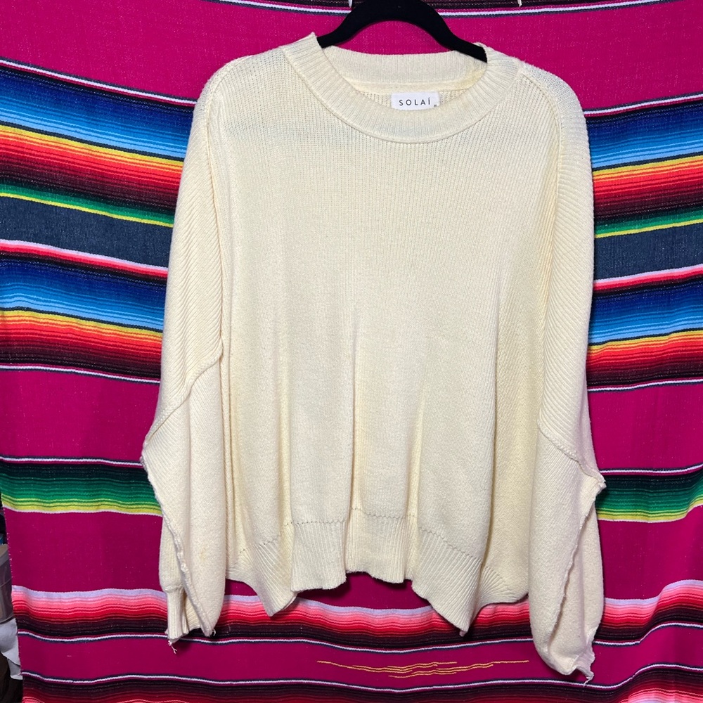 Solai Pullover Cotton Blend Knit Sweater Sun Yellow Size Medium